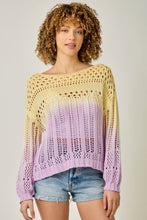 Ombre Waterdye Open Stitch Knitted Pullover - Lemon/Lilac or Blue/Pink