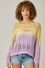 Ombre Waterdye Open Stitch Knitted Pullover - Lemon/Lilac or Blue/Pink