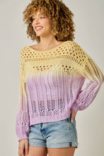 Ombre Waterdye Open Stitch Knitted Pullover - Lemon/Lilac or Blue/Pink