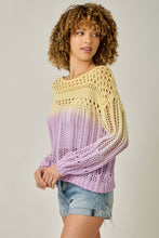 Ombre Waterdye Open Stitch Knitted Pullover - Lemon/Lilac or Blue/Pink