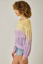 Ombre Waterdye Open Stitch Knitted Pullover - Lemon/Lilac or Blue/Pink