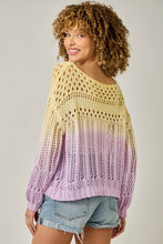 Ombre Waterdye Open Stitch Knitted Pullover - Lemon/Lilac or Blue/Pink