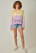 Ombre Waterdye Open Stitch Knitted Pullover - Lemon/Lilac or Blue/Pink