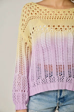 Ombre Waterdye Open Stitch Knitted Pullover - Lemon/Lilac or Blue/Pink