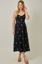 Floral Embroidered Double Gauze Dress - Black