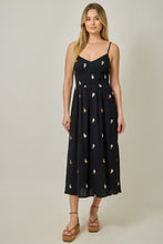 Floral Embroidered Double Gauze Dress - Black