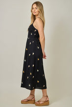 Floral Embroidered Double Gauze Dress - Black