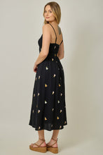 Floral Embroidered Double Gauze Dress - Black