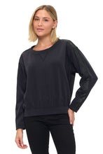 Ariella Solid Scuba Top Witth Monochrome Snake Detail- Charcoal Or Black