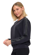 Ariella Solid Scuba Top Witth Monochrome Snake Detail- Charcoal Or Black