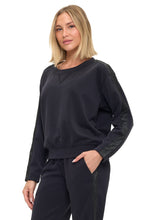 Ariella Solid Scuba Top Witth Monochrome Snake Detail- Charcoal Or Black