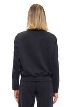 Ariella Solid Scuba Top Witth Monochrome Snake Detail- Charcoal Or Black