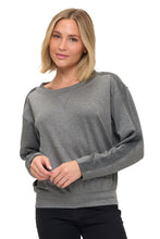 Ariella Solid Scuba Top Witth Monochrome Snake Detail- Charcoal Or Black