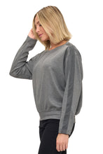 Ariella Solid Scuba Top Witth Monochrome Snake Detail- Charcoal Or Black