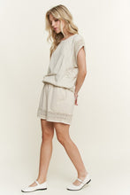 Mineral Washed Lace Trim Shorts - Natural or Cyan