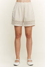 Mineral Washed Lace Trim Shorts - Natural or Cyan