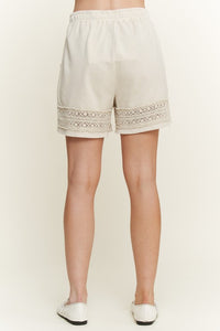 Mineral Washed Lace Trim Shorts - Natural or Cyan