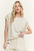 Mineralwash Trim Cap Sleeve Blouse - Natural