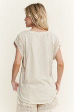 Mineralwash Trim Cap Sleeve Blouse - Natural