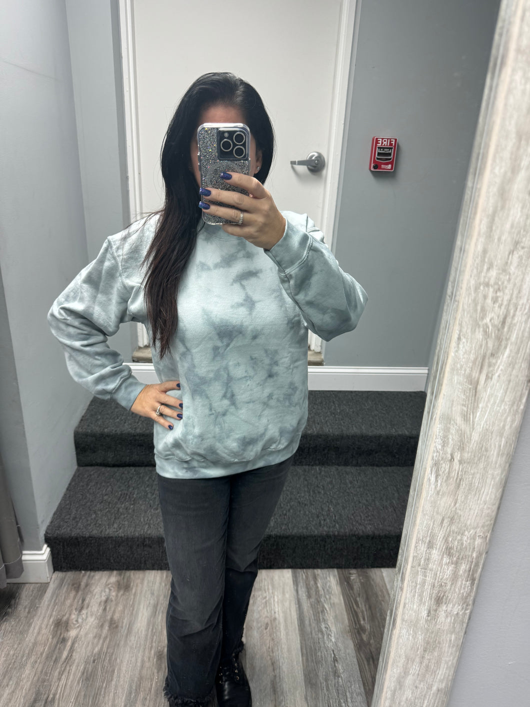 Acid Wash Tye Dye Sweatshirt - Grey