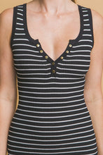 Striped Knit Bodycon Midi Dress - Beige or Black