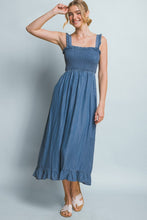 Smocked Maxi Dress - Blue or Light Blue