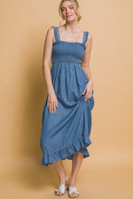 Smocked Maxi Dress - Blue or Light Blue