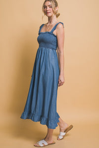 Smocked Maxi Dress - Blue or Light Blue