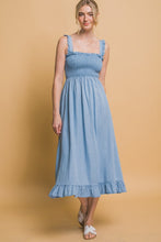 Smocked Maxi Dress - Blue or Light Blue