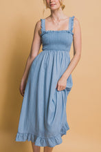 Smocked Maxi Dress - Blue or Light Blue
