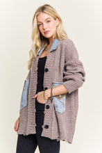 Distressed Ribbed Knit Sweater Cardigan- Ivory or Mocha Beige