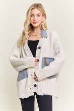 Distressed Ribbed Knit Sweater Cardigan- Ivory or Mocha Beige