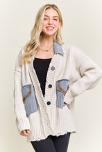 Distressed Ribbed Knit Sweater Cardigan- Ivory or Mocha Beige