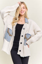 Distressed Ribbed Knit Sweater Cardigan- Ivory or Mocha Beige