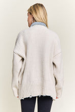Distressed Ribbed Knit Sweater Cardigan- Ivory or Mocha Beige