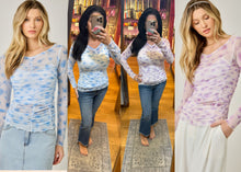 Lettuce Hem Mesh Layering Top - Lavender or Blue