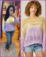 Ombre Waterdye Open Stitch Knitted Pullover - Lemon/Lilac or Blue/Pink