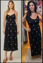 Floral Embroidered Double Gauze Dress - Black