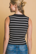 Ribbed V- Neck Tank Top - Black