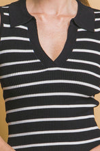 Ribbed V- Neck Tank Top - Black