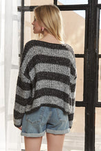Horizontal Stripes Knit Textured Sweater - Black, Brown, Purple