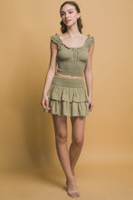 Shirred Waist Tencel  Mini Skirt - Assorted Colors