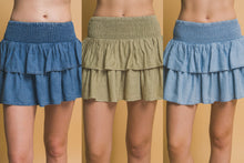 Shirred Waist Tencel  Mini Skirt - Assorted Colors