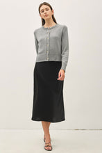 Silky Feel Satin Midi Skirt with Elastic Waistline - Black or Taupe