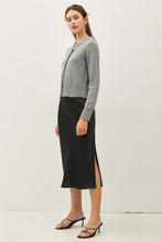 Silky Feel Satin Midi Skirt with Elastic Waistline - Black or Taupe