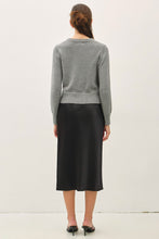 Silky Feel Satin Midi Skirt with Elastic Waistline - Black or Taupe
