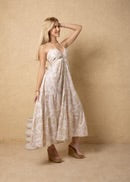 BABY BEIGE PETALS PRINT COTTON MAXI DRESS