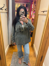 Vintage Havana Olive Tencel Button Up w/ Zipper Details