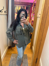 Vintage Havana Olive Tencel Button Up w/ Zipper Details