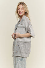 Mineral Washed Eyelet Lace Boho Summer Shacket -Natural or Silver Grey